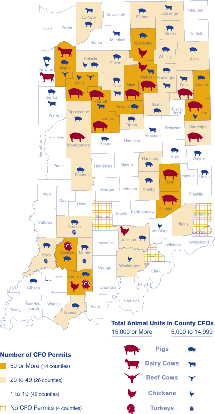 Number of CFOs by County and Main CFO Animals, Active Permits through 2007