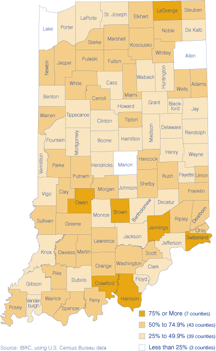 Figure 1: Percent of Population Living in an Unincorporated Area, 2006