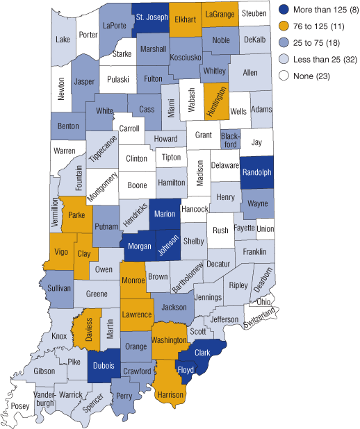 Figure 1: Primary Wood Products Employment by County, 2009