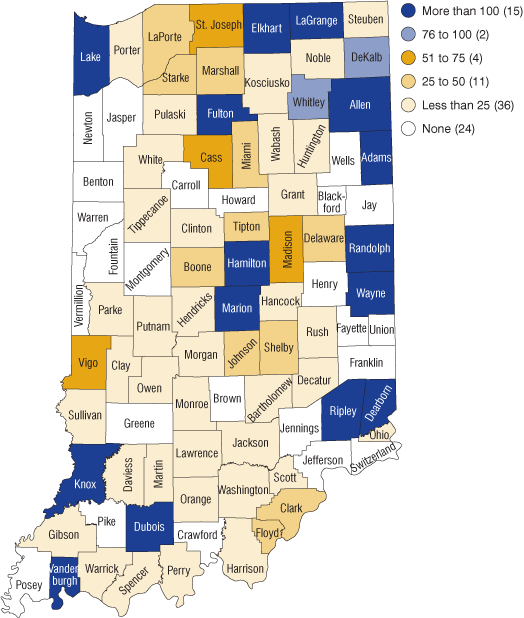 Figure 5: Ancillary Wood Products Employment by County, 2009