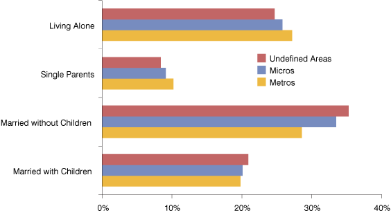 Figure 3: Household Types in Metros, Micros and Undefined Areas, 2011	