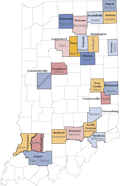 Figure 2: Indiana's Micropolitan Statistical Areas, February 2013 Definitions 